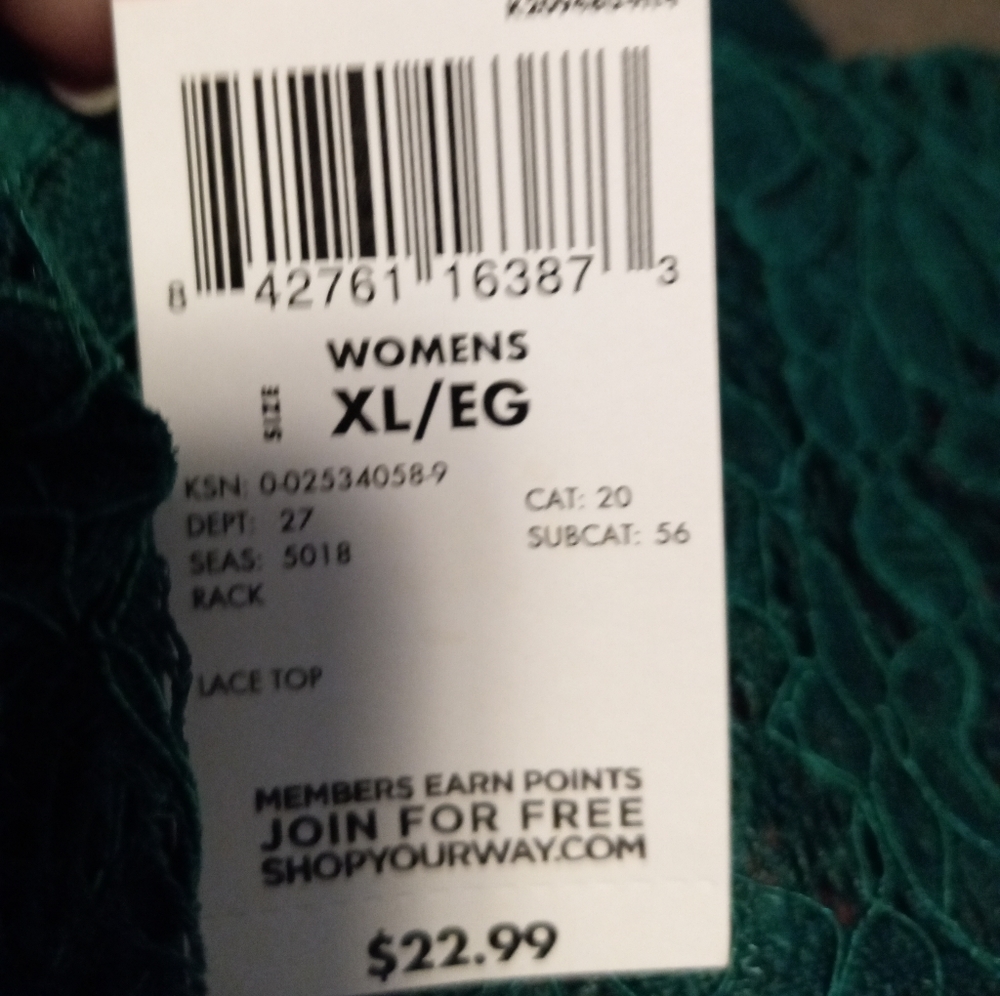 XL Green lace over cami top - Picture 5 of 5